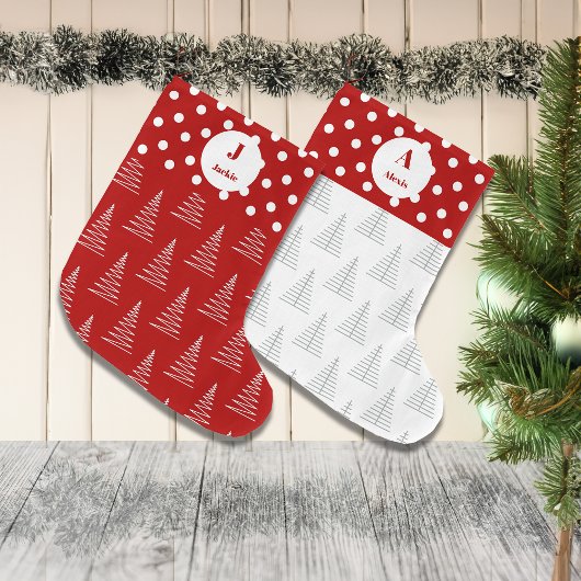 Kerst Stippen & Bomen Aangepaste naam Grote Kerstsok