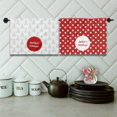 Kerst Stippen & Bomen Aangepaste naam Theedoek