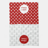 Kerst Stippen & Bomen Aangepaste naam Theedoek (Verticaal)