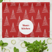 Kerst Stippen & Bomen Aangepaste naam Theedoek (Gevouwen)