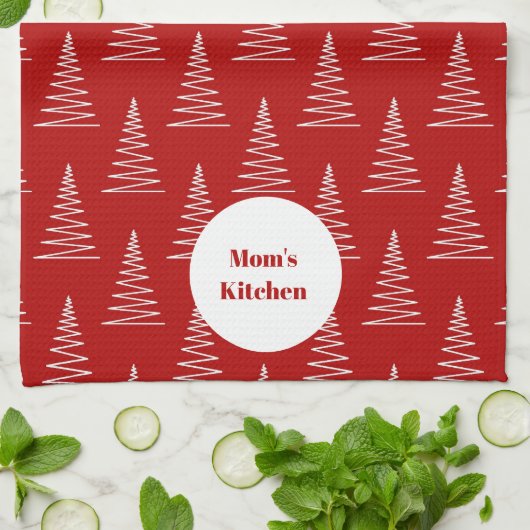 Kerst Stippen & Bomen Aangepaste naam Theedoek (Gevouwen)