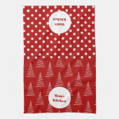 Kerst Stippen & Bomen Aangepaste naam Theedoek (Verticaal)