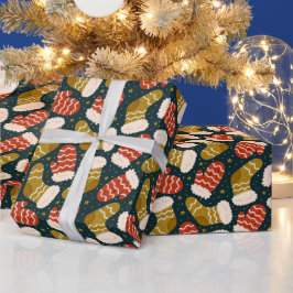 Kerst Stocking Handschoenen Sterrenkerstvakantie Cadeaupapier