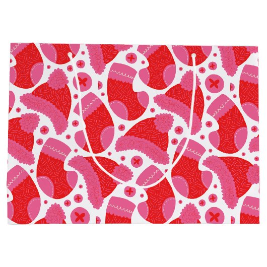 Kerst Stocking rood en roze Groot Cadeauzakje (Achterkant)