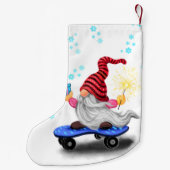 Kerst Stocking Skater Gnoom met Gift Kleine Kerstsok (Achterkant)