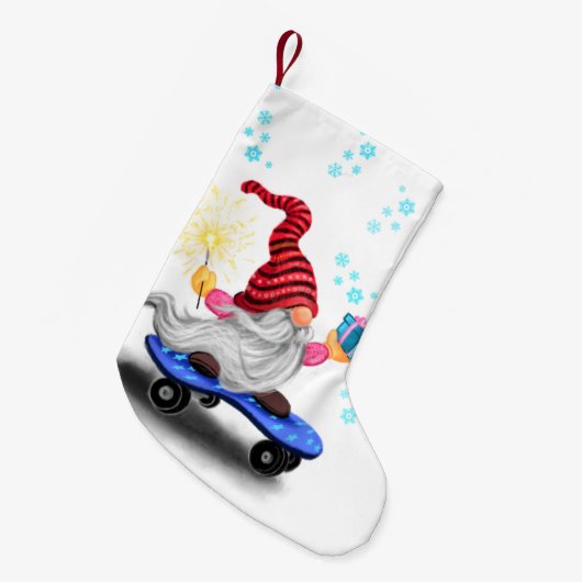 Kerst Stocking Skater Gnoom met Gift Kleine Kerstsok (Voorkant (Hangend))