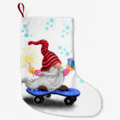 Kerst Stocking Skater Gnoom met Gift Kleine Kerstsok (Voorkant)