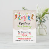 Kerst Stocking Sock Swap waslijn Exchange Kaart (Staand voorkant)
