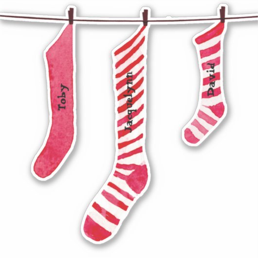 Kerst Stocking Sticker met namen (Voorkant)