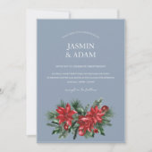 Kerst Stof Blauw Winter Festief Bruiloft Kaart (Voorkant)