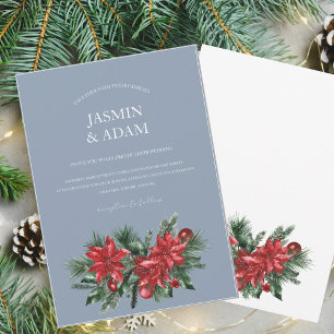 Kerst Stof Blauw Winter Festief Bruiloft Kaart