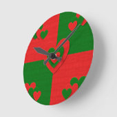 kerst stof harten ronde klok (Hoek)