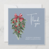 Kerst Stoffig Blauw Winter Feestelijke bruiloft Bedankkaart (Voorkant)