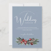 Kerst Stoffig Blauw Winter Feestelijke bruiloft Kaart (Voorkant)