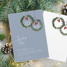 Kerst Stoffig Blauw Winter Feestelijke bruiloft Kaart