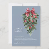 Kerst Stoffig Blauw Winter Feestelijke bruiloft Kaart (Voorkant)