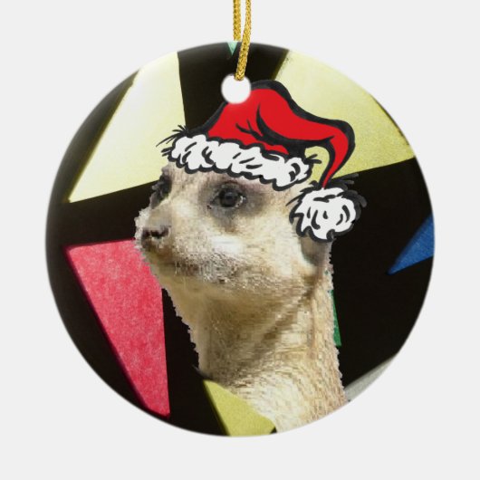 Kerst Stokstaartje Glas in Lood Cirkel Ornament (Voorkant)