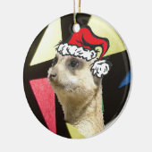 Kerst Stokstaartje Glas in Lood Cirkel Ornament (Links)