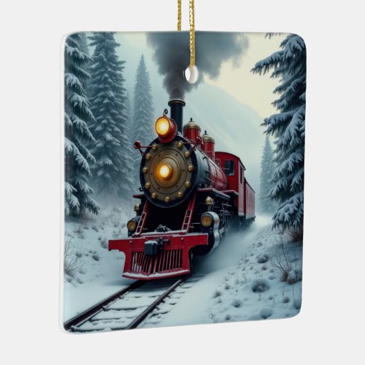 kerst- stoomlocomotief keramisch ornament (Rechts)