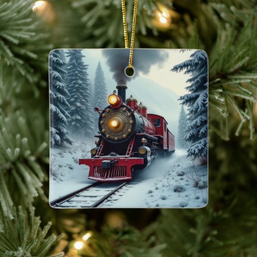 kerst- stoomlocomotief keramisch ornament (Boom)
