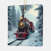 kerst- stoomlocomotief keramisch ornament (Links)