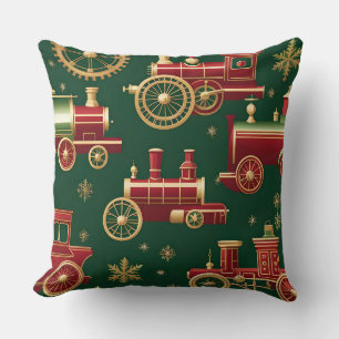 kerst stoomtijdperk locomotief kussen
