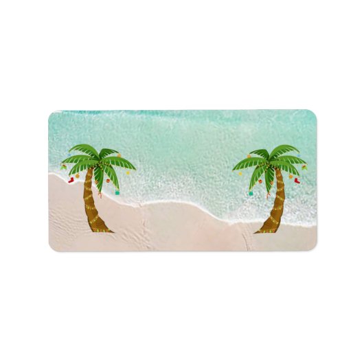Kerst Strand Scène Adresetiketten Etiket (Voorkant)