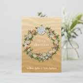 Kerst  Strand Schelpen Zeester Zanddollar Feestdagenkaart (Staand voorkant)