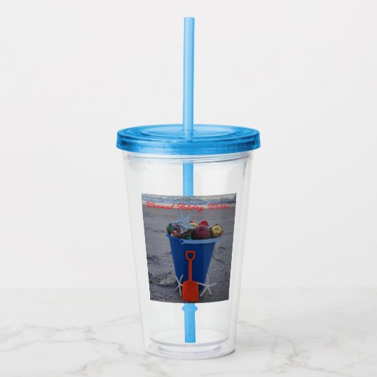 Kerst strand thema Acryl Tumbler Acryl Drinkbeker (Voorkant)