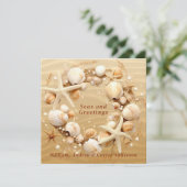 Kerst Strand Tropische Zeeschelpen Zeester Feestdagenkaart (Staand voorkant)
