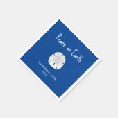 Kerst Strand Zand Dollar Vrede op Aarde Blauw Servet (Hoek)