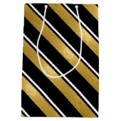 Kerst Streeppatroon Goud ID862 Medium Cadeauzakje (Achterkant)