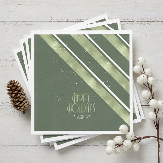 Kerst Streeppatroon Groen/Wit ID862 Servet
