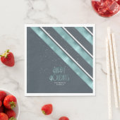Kerst Streeppatroon Teal/Wit ID862 Servet (Insitu)