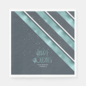 Kerst Streeppatroon Teal/Wit ID862 Servet (Voorkant)