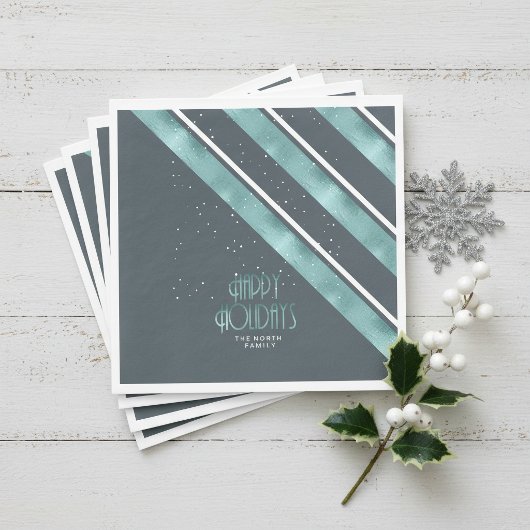 Kerst Streeppatroon Teal/Wit ID862 Servet