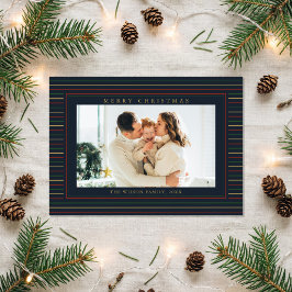 Kerst Strepen Eén Foto Feestdagenkaart