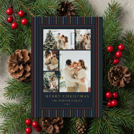 Kerst Strepen Foto Collage Feestdagenkaart