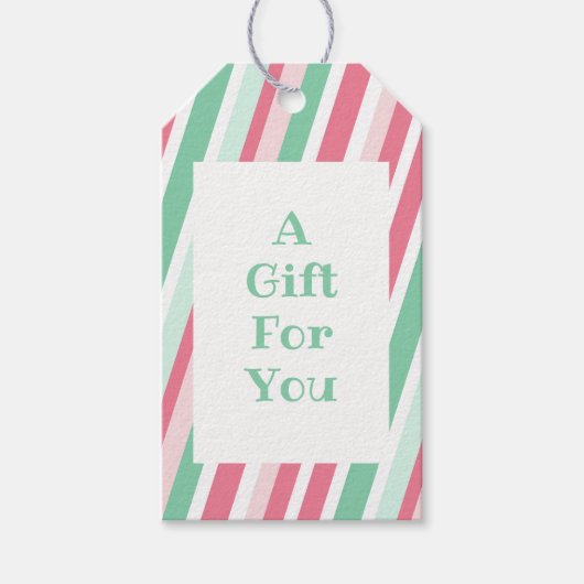 Kerst Strepen Patroon Cadeaulabel (Voorkant)