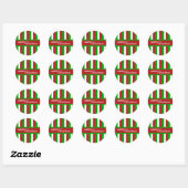 Kerst Strepen rood Ronde Sticker (Vel)