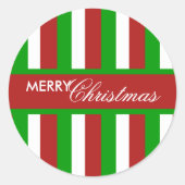 Kerst Strepen rood Ronde Sticker (Voorkant)