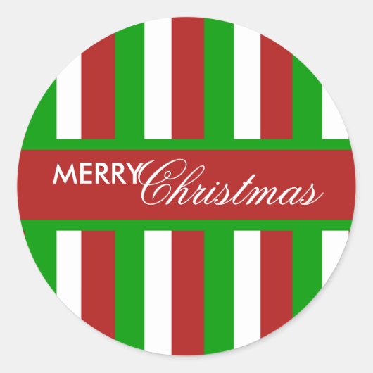 Kerst Strepen rood Ronde Sticker (Voorkant)