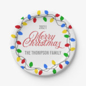 Kerst String van Licht | Circle Custom Papieren Bordje (Voorkant)