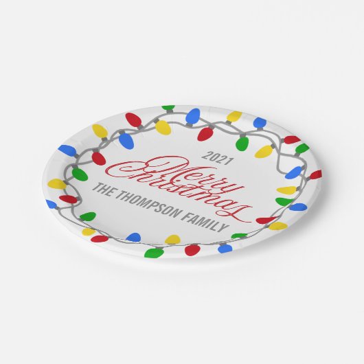 Kerst String van Licht | Circle Custom Papieren Bordje (Gekanteld)