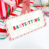 Kerst Stripe Babysitten Cadeaubon Kaart