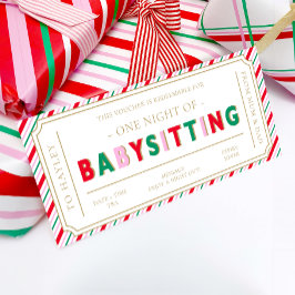 Kerst Stripe Babysitten Cadeaubon Kaart
