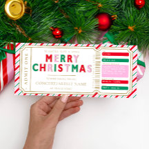 Kerst Stripe Concert Ticket Cadeau Bon Kaart
