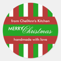 Kerst Stripes groen Keuken Jar Label