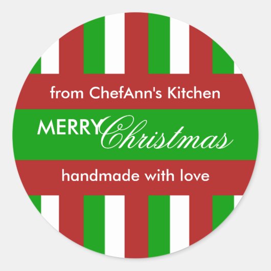 Kerst Stripes groen Keuken Jar Label (Voorkant)