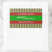 Kerst Stripes groen Keuken Label Rechthoek (Tas)
